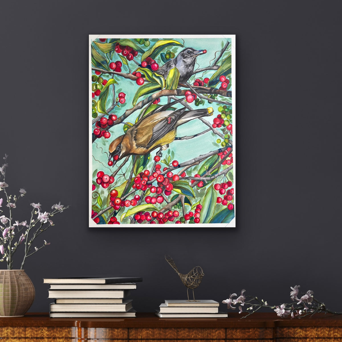 Waxwing Bird - 15x19 Original