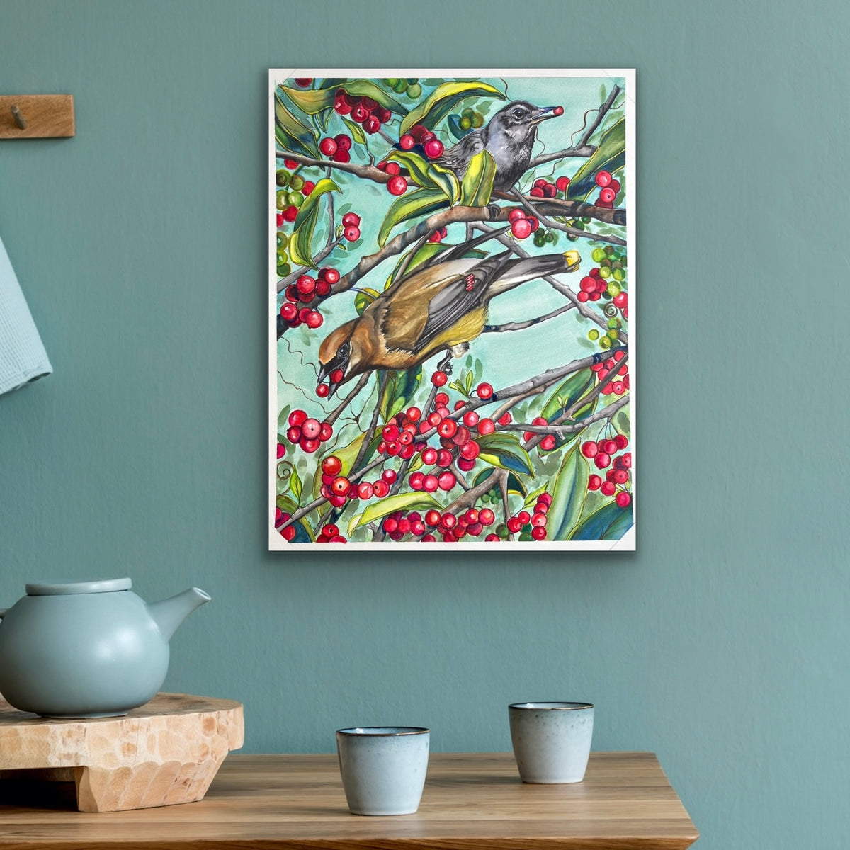 Waxwing Bird - 15x19 Original