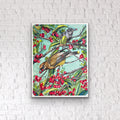 Waxwing Bird Watercolor Painting