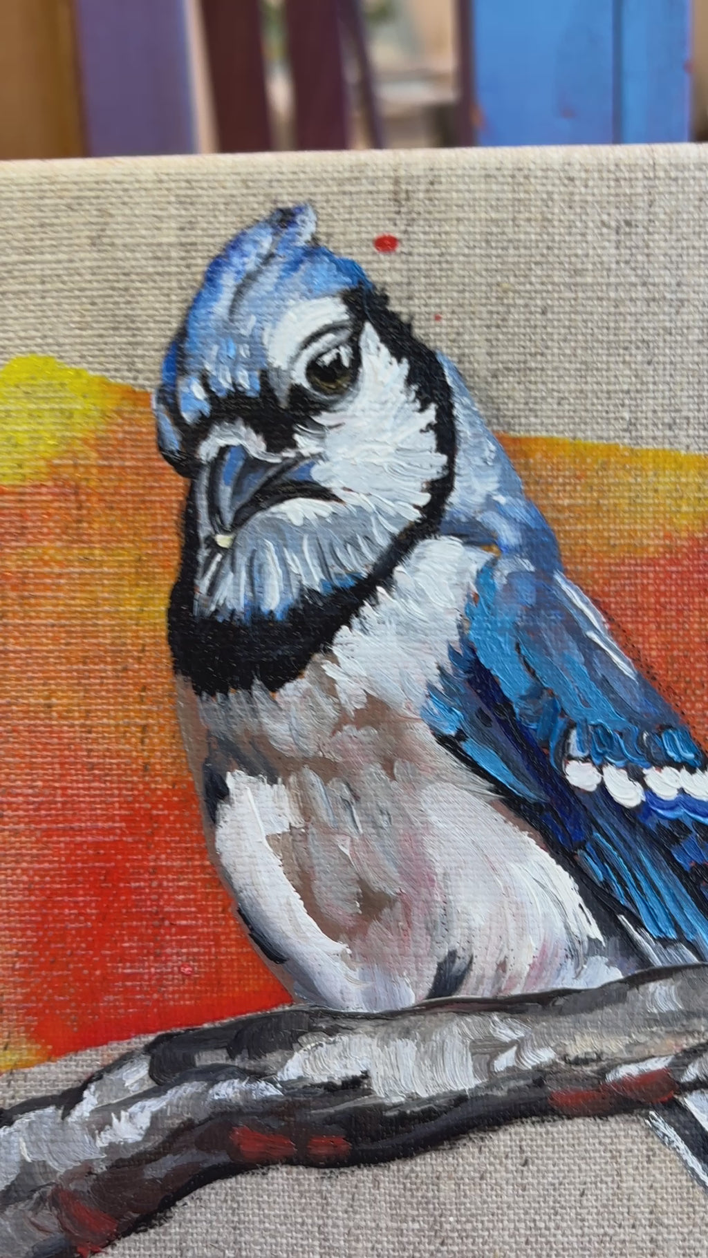 Linen Bird 5 - 6x6 Original