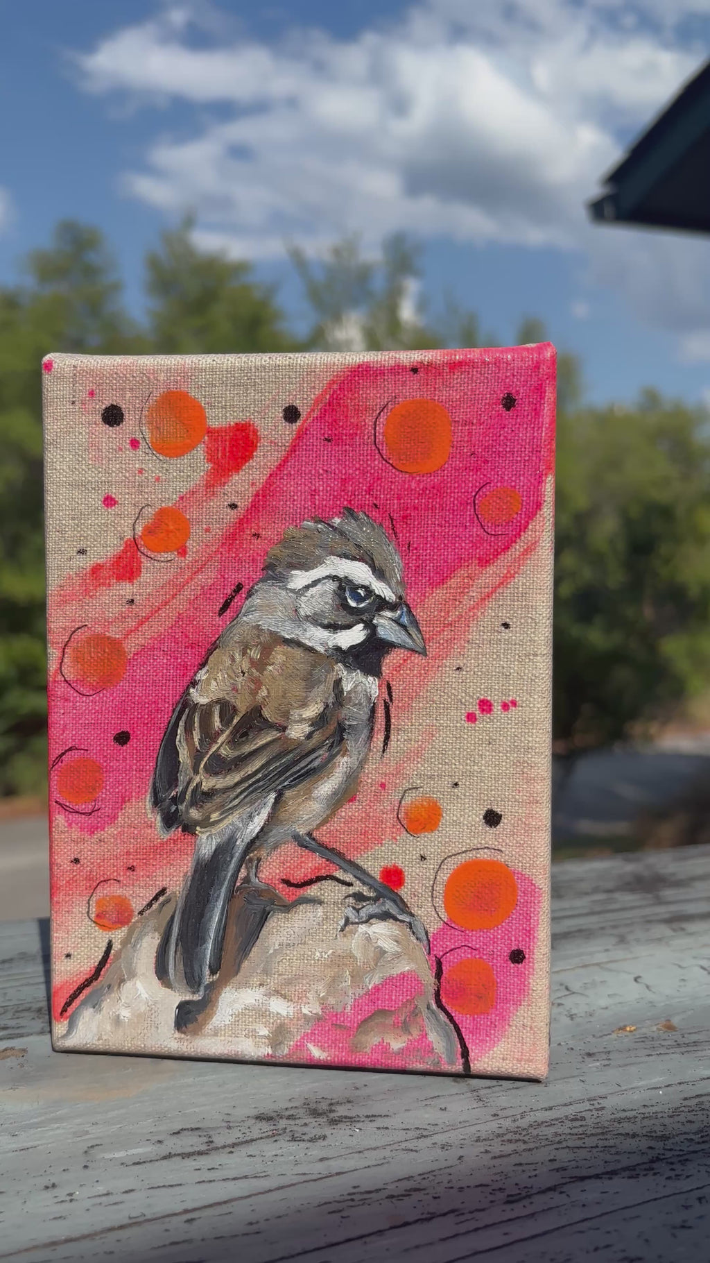 House Finch on Linen - Original 5x7 (Copy 2)