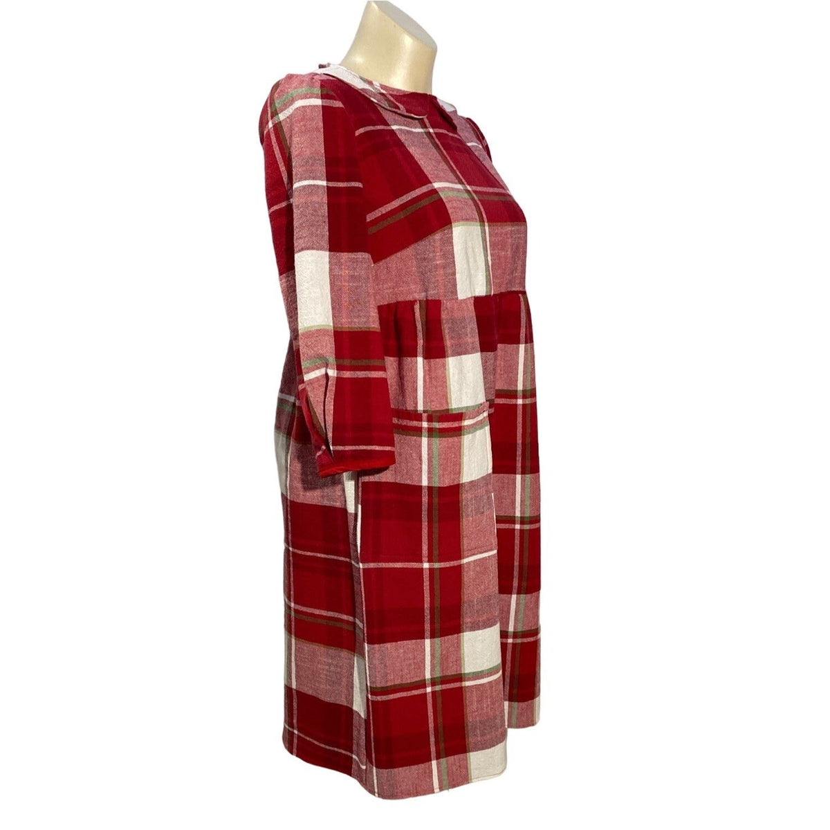 Womens M L Dress REFASHION Plaid Midi Pocket